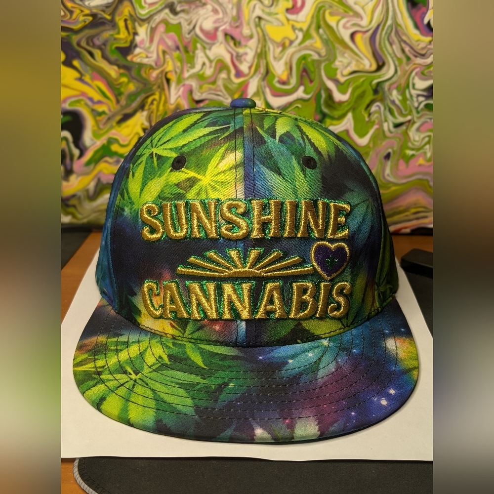 Sunshine Cannabis Pot Leaf Snap Back Hat